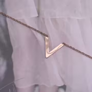 316鋼飾×雅緻V字母×鎖骨項鍊×玫瑰金