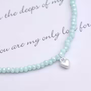 愛心小串珠珠×鎖骨項鍊×綠色