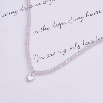 愛心小串珠珠×鎖骨項鍊×粉紅