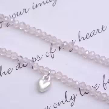 愛心小串珠珠×鎖骨項鍊×粉紅