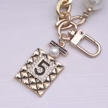 小香風香水5號雙層鍊條×手機腕帶掛繩×金色