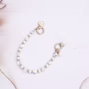 晶透四葉草愛心珍珠×手機腕帶掛繩