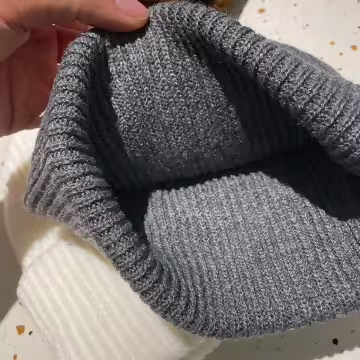 中性叉叉針織帽×毛帽×灰色