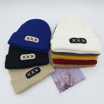 中性叉叉針織帽×毛帽×灰色