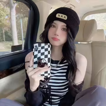 中性叉叉針織帽×毛帽×黑色