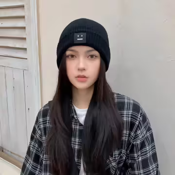 笑臉 ‧_‧×毛帽×黑色