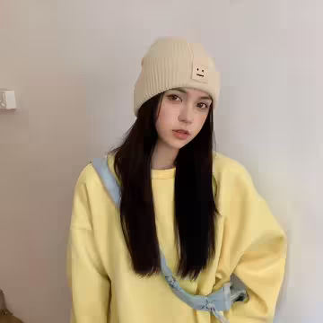 笑臉 ‧_‧×毛帽×卡其