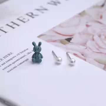 布偶兔兔小花×單邊六套件耳環組