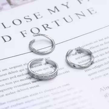 莫比烏斯扭轉數字×三套件戒指組×銀色