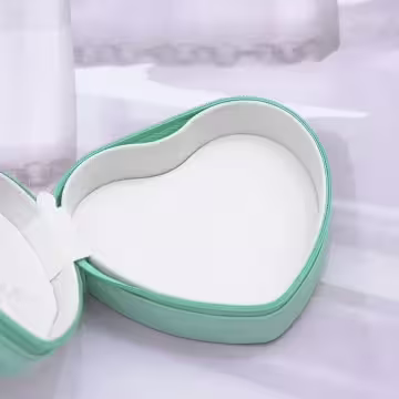 愛心雙層皮革×拉鍊飾品盒×綠色