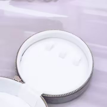 圓形植絨×拉鍊飾品盒×深灰