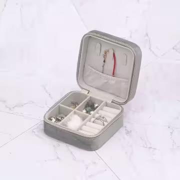 絲絨莫蘭迪×拉鍊飾品盒×灰色