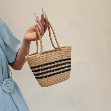 黑線條棉繩編×手提袋×卡其.avif