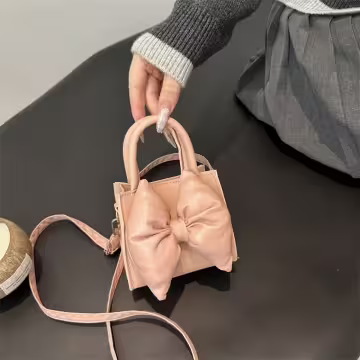 澎澎蝴蝶結小廢包×斜背包×粉紅