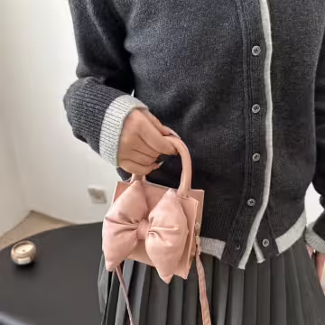 澎澎蝴蝶結小廢包×斜背包×粉紅