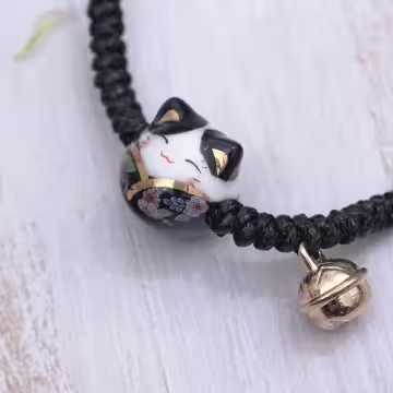 好運御守貓×拉繩手鍊×黑