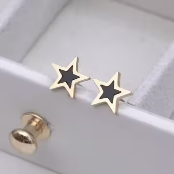 316鋼飾×酷黑五角星×耳釘×共二色