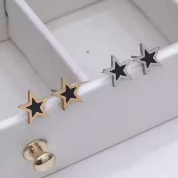 316鋼飾×酷黑五角星×耳釘×共二色