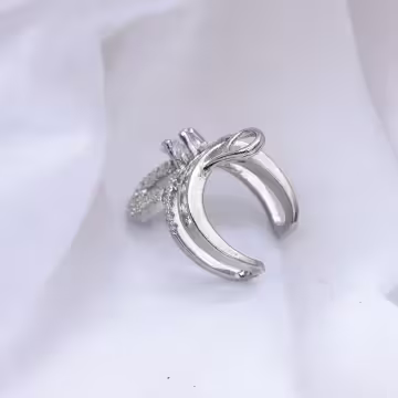 鑲鑽別針×單邊U型耳骨夾