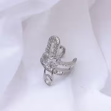 鑲鑽別針×單邊U型耳骨夾