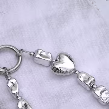 銀色大愛心×手機腕帶掛繩