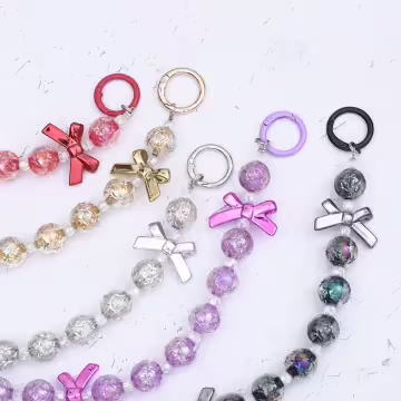 輕奢水晶球蝴蝶結×手機腕帶掛繩×紫色