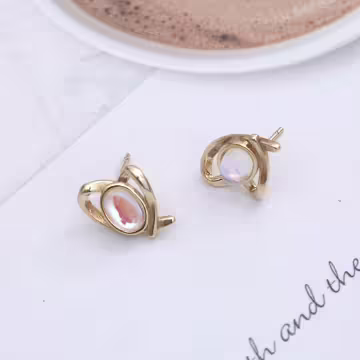 金線條愛心貓眼石×吊墜耳環