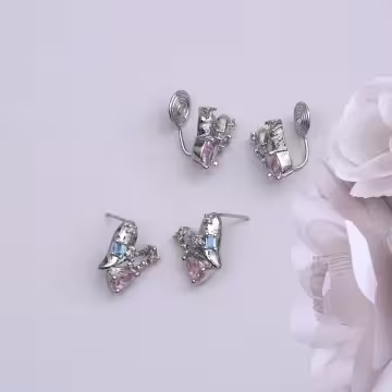 愛心小彩鑽×蚊香盤U型耳夾