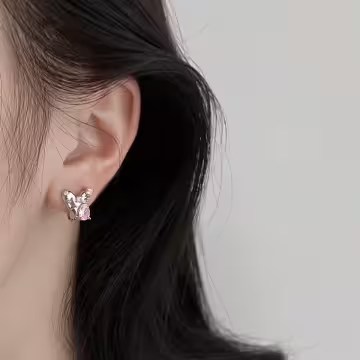 愛心小彩鑽×蚊香盤U型耳夾