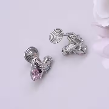 愛心小彩鑽×蚊香盤U型耳夾