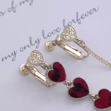 植絨紅豹愛心×不對稱螺旋耳夾