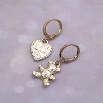 甜美小熊愛心×單邊四套件耳扣組