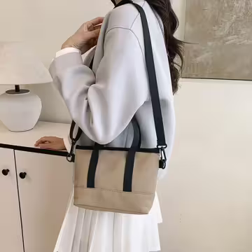 休閒托特小包×斜背袋×卡其