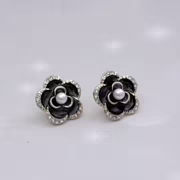 小香風珍珠山茶花×耳環×共二色