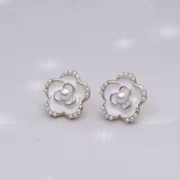 小香風珍珠山茶花×耳環×共二色