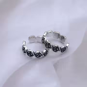 復古玫瑰花圈×U型耳骨夾