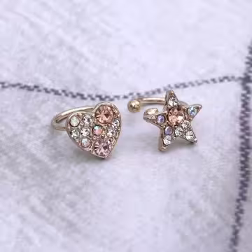 閃亮星星愛心×U型耳骨夾×共二色