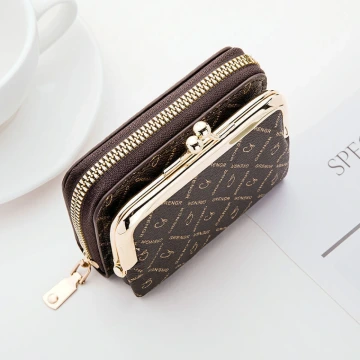印花零錢口金包×雙層可拆×風琴卡夾×棕咖.avif