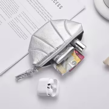 牛角可頌×可掛脖×拉鍊零錢包×黑色