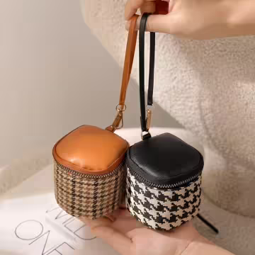 立體千鳥紋×手拿零錢包×黑色