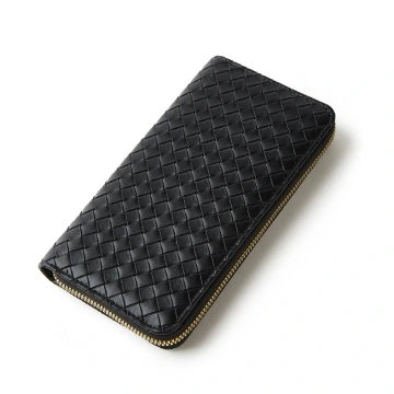大編紋格紋×拉鍊長皮夾×黑色.avif