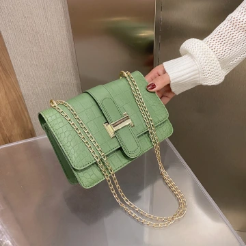 鱷魚石紋經典H扣×斜背包×綠色.avif
