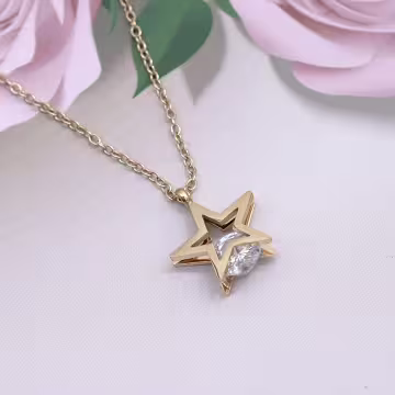316鋼飾×靈動五芒星×鎖骨項鍊×金色