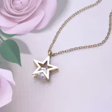 316鋼飾×靈動五芒星×鎖骨項鍊×金色