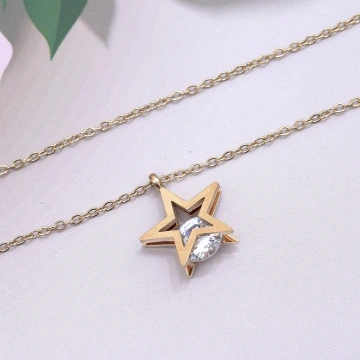 316鋼飾×靈動五芒星×鎖骨項鍊×金色.avif