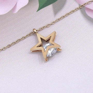 316鋼飾×靈動五芒星×鎖骨項鍊×金色.avif