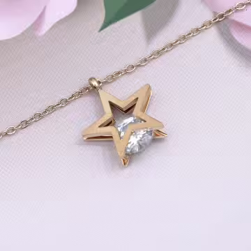 316鋼飾×靈動五芒星×鎖骨項鍊×金色