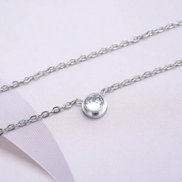 316鋼飾×小單鑽×鎖骨項鍊×銀色.avif