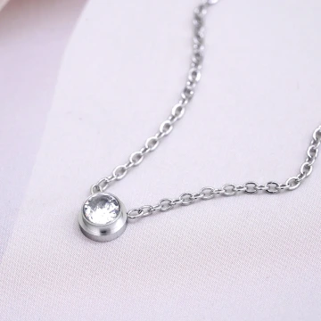 316鋼飾×小單鑽×鎖骨項鍊×銀色.avif