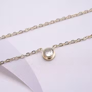 316鋼飾×小單鑽×鎖骨項鍊×金色